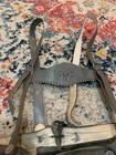 Vintage Lederhosen Suede Gray Shorts Size 36   Suspenders Oktoberfest Bavarian