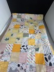 Handmade Patchwork Quilt Baby Blanket Yellow Animals Sheep Cat  40    X 28    Soft