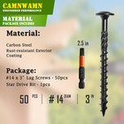  pack Of 50   14 X 3  Wood Structural Lag Screws  Black Coated Torx star Drive