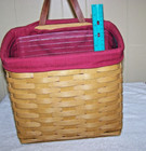 Larger Longaberger Rectang All Occasion Basket With Leather Handle-exc con  2005