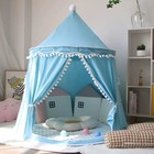Kids Play Tent Teepee Indoor Castle Large Cotton Canvas Play House With Poms