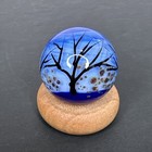 Contemporary Handmade Art Glass Marble 1 24  Tree Silhouettes   Blue Sky Mib