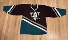 Vintage 90s Ccm Anaheim Mighty Ducks Eggplant Teal Hockey Jersey Adult Sz M