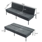 Modern Minimalist Polyester Futon Sofa Bed Gray Adjustable Backrest 5-position