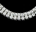 Men Women 2 Row Iced Tennis Necklace Silver Plated Choker Chain Cz Hip Hop