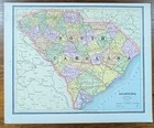 Vintage 1889 South Carolina Map 13 x11  Old Antique Original Charleston Columbia