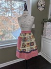 Kitchen Apron W pocket Hm W cowboys-rodeo-western Print red   White Gingham  New