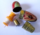 Vintage Marbled Enamel Egg Bullet Shaped Sewing Case Thimble Holder Etui Germany