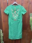 1930   1940s Vintage Painted Green gold Dress Mid Century  talon Zipper  30s 40s