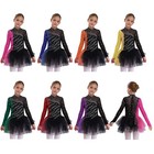 Kids Girls Figure Ice Skating Dress Gymnastics Tutu Skirted Leotard Performance 