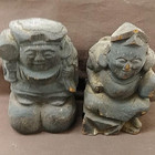 Daikokuten Ebisu God Wooden Statue 4 7 Inch 19th C Edo Japanese Antique Figurine