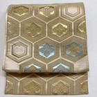 6292  Japanese Vintage Fukuro Obi Belt Kimono Fabric Silk Traditional Gold