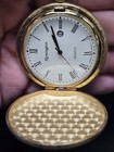 Remington Quartz Full Hunter Pocket Watch Gold Tone Deer Date   Needs Battery