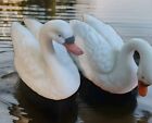 Pair Of  royal Crown  Ceramic Swans White  Bisque  5  By 2 5  Made In Taiwan 