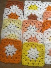 Lot Of 20 5     Yellow  Coral  Peach Crochet Grannysquare Blocks Afghan Scarfstops
