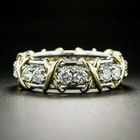 Eternity Wedding Band Ring 14k Two-tone Gold Finish Round Cut White Moissanite
