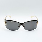 Chanel Cha71787 Oversized Shield Sunglasses Black Lens Gold Cc Logo Women