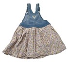 Oshkosh B gosh Girls 5t Denim Floral Overall Jumper Dress Easter Spring