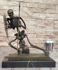 Bronze Statue  Large Skeleton Guard Book End  Art Figure Sculpture Home Decor Nr