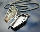 Red Coffin Locket Necklace  Gothic Jewelry  Unique Pendant  Opening Casket