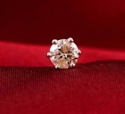 3mm Round Cut Natural Diamond Solitaire Nose Pin Screw Piercing 14k Yellow Gold