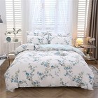  Duvet Cover Set Queen Size 100  Cotton 3 Pieces Bedding Queen-3pcs Blue Floral