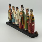 Vintage South Korea Hand Carved Painted Hanbok Wood Figurines 4  1960 s