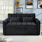3 In 1 Convertible Velvet Futon Loveseat Sleeper Sofa Bed W  Pillows   Pockets