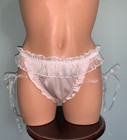 New Glossy Silk String Bikini Panties L 7 Sheer Chiffon Ribbon Bows Babydoll