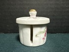Vintage Hand Painted Pink Roses Porcelain Postage Stamp Roll Dispenser Holder