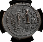 Byzantine  Maurice Tiberius  Ad 582-602     Follis  Antioch  Ry 7  Ngc Xf