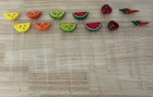 Vtg Barware Cocktail Glass Stirs Swizzle Sticks With Paper Mache Fruit Set Of 12