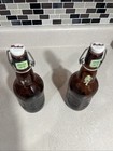  2  Vintage Grolsch Brown Glass Beer Bottle 9  Tall   Ceramic Flip Top Swing Cap