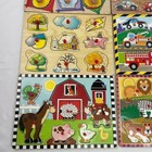 Melissa   Doug Toy Wooden Puzzles Rack 9 Pack Set Alphabet Numbers Animals Cars