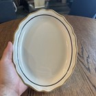 Syracuse China Platter Restaurantware 2-e Usa 9 75 x7 5  Whte-blk-brwn Rim Vtg