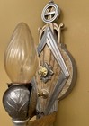 Vintage Lighting Pair Of 1930s Aluminum Deco Sconces By Lincoln  On off Switches