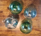 4 Old Japanese Glass Fishing Floats Set Of 4 Smalls   Vintage Hand Made 50  Year