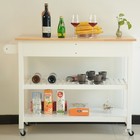 Kitchen Island   Kitchen Cart  Rubber Wood Top  Mobile Kitchen Island With Two L