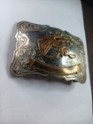 Vintage Western Cowboy Belt Buckle Bronc Rider Two Tone Nickel Silver Trophy
