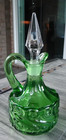 Vintage Fenton Lg Wright Art Glass S Repeat Cruet Bottle Crystal Stopper Green