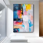 Pure Pinl Blue Handpainted Abstract Oil Painting On Canvas Home Wall Decor Art