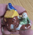 Vtg Occupied Japan Gnome Figurine Miniature Shoe House  Bird  Mushroom House