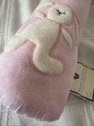 Vtg Blankets   Beyond Pink Bunny Baby Blanket Plush Soft White Stitch Trim Nwt