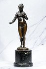 Stunning Signed Antique Bronze Nude Woman Venus Neoclassical Marble Base