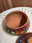 Peruvian Clay Handmade And Hand-painted Trinket Bowl With A Lid  3    X 3 25   