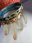 Vintage Chinese Export Carved Red Cinnabar Cloisonn    Bangle Bracelet Lot 3