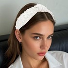 Pearl Knotted Headband For Women - Non-slip Leather Beaded Headbands - White