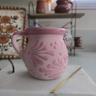 Talavera Style Mug With Hand-painted Design In Blush Pink  Hecho En Mexico