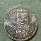 1958 Canada British Columbia -  totem Pole  Silver Dollar Uncirculated Bu