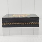 Hand Painted Palekh Russian Black Lacquer Three Bogatyrs Paper Mache Box Signed
